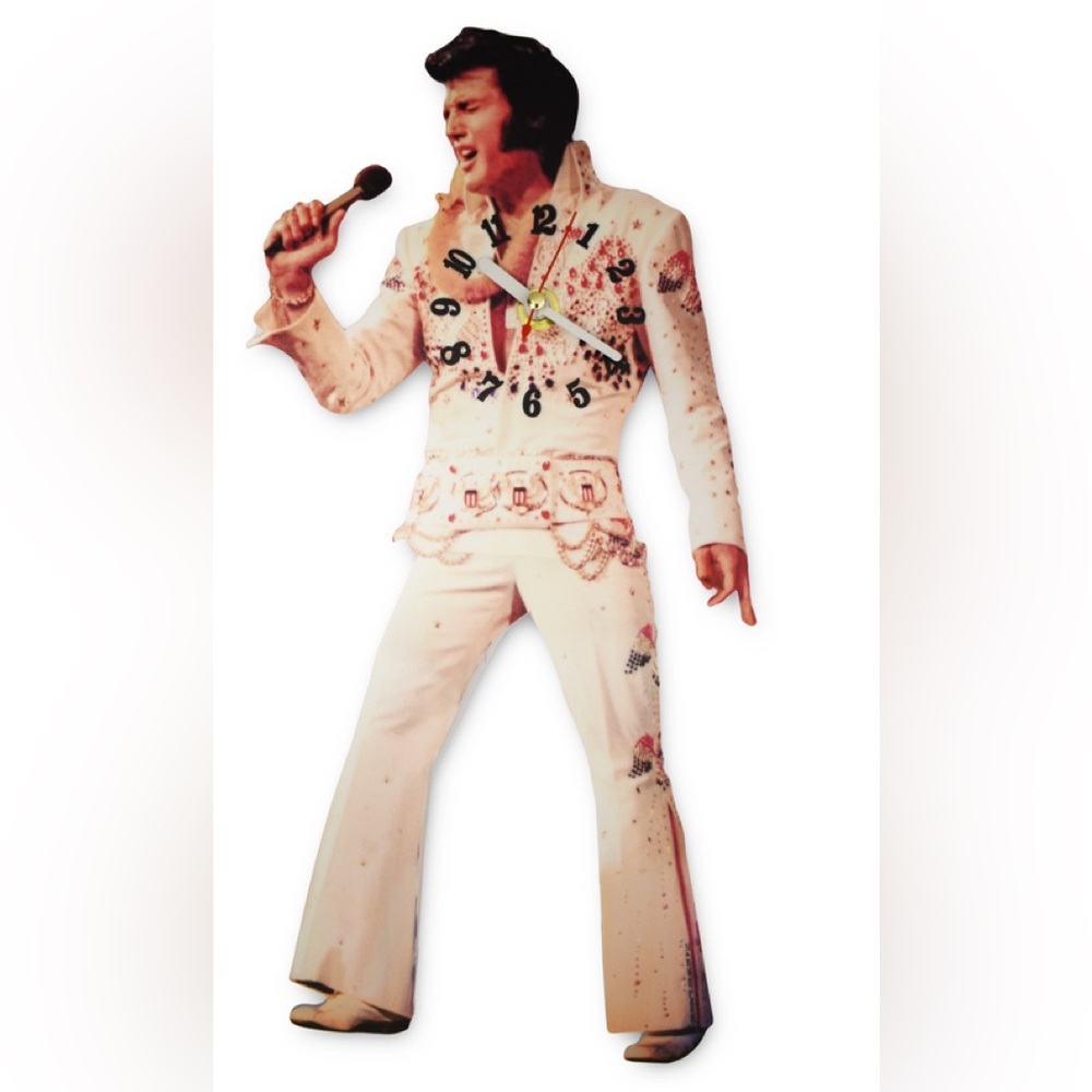 NWT Elvis Presley clock swinging legs white jumpsuit